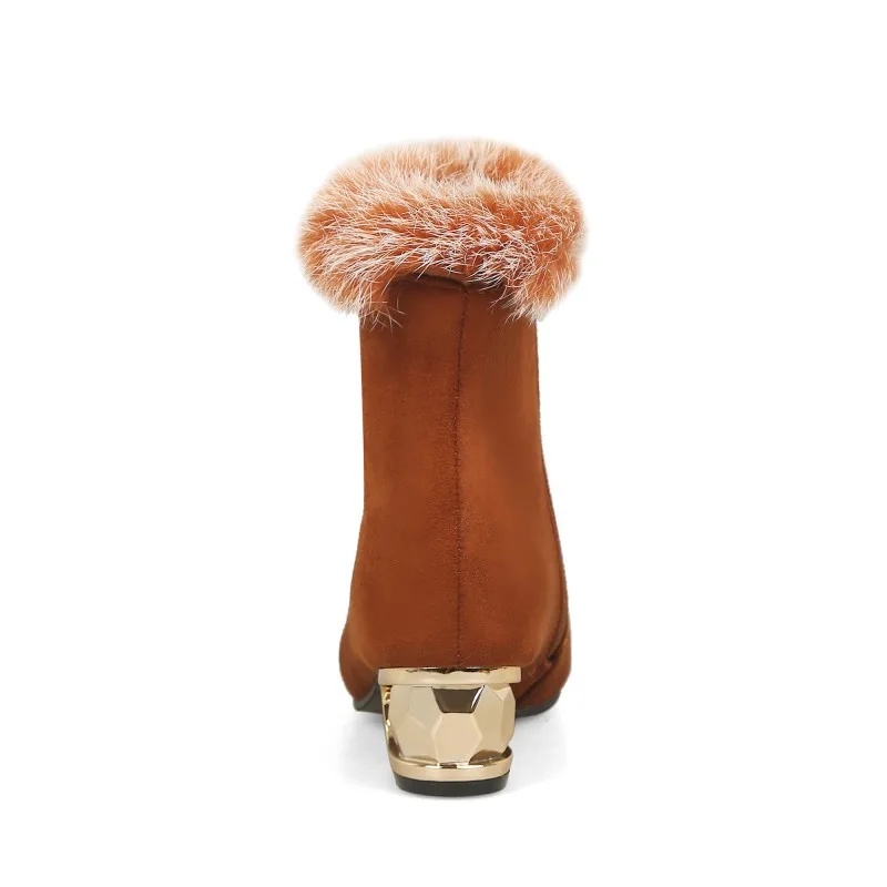 Сапоги большого размера на среднем каблуке с квадратной головкой замшевые