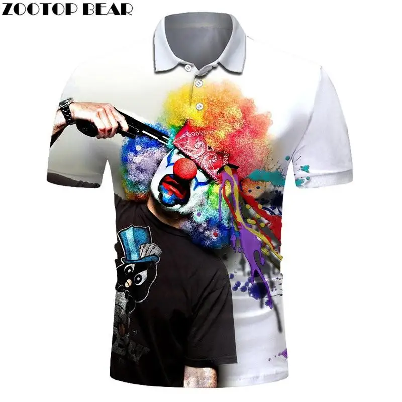 Мужская рубашка поло ZOOTOP с 3D принтом медведя забавная клоуном мужские топы аниме