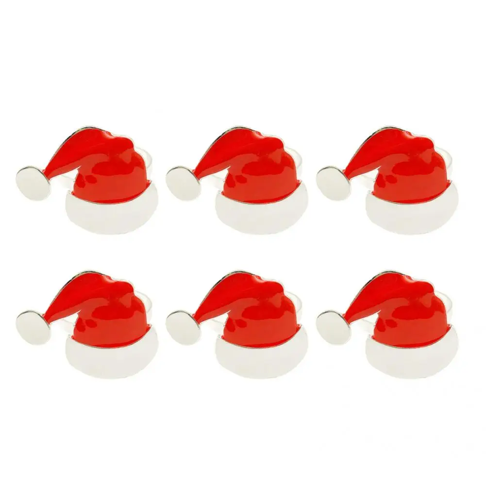 

3 Colors 6Pcs/Set Unique Wear-resistant Alloy Napkin Buckle Long Lasting Napkin Buckle Christmas Style for Kitchen