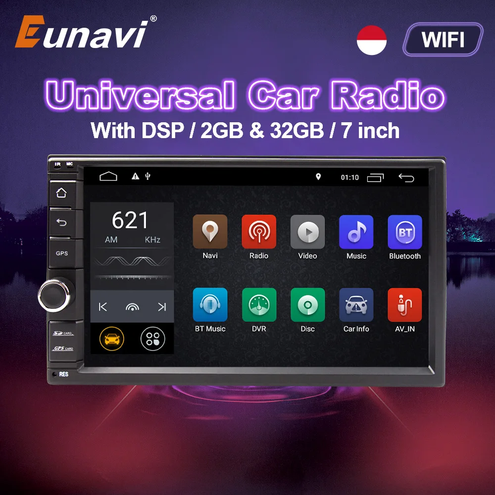 

Eunavi 2 Din Universal Android 10 Car Radio Audio Auto GPS Multimedia Player WIFI Navi 7 inch Screen RDS AM FM DSP 2Din no DVD