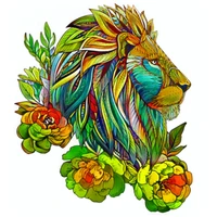 new colorful artwork wooden jigsaw unique lion flower shaped puzzles 100 200 300 pieces teen kids birthday gift toy wholesale