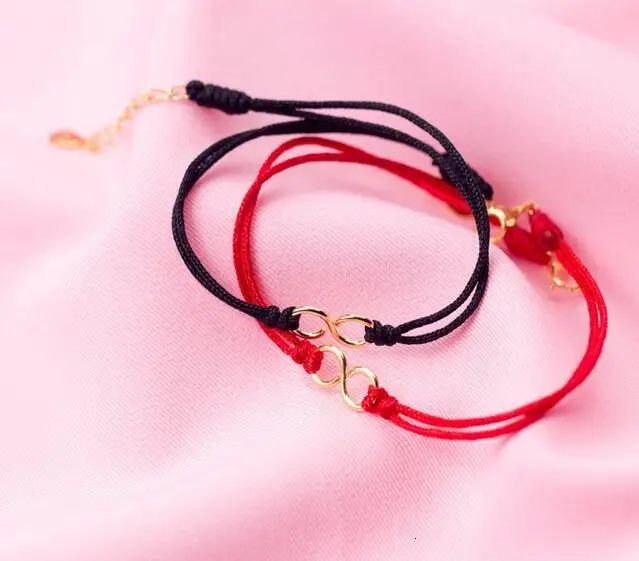 Ретро 1 шт. 100% реальные Двухрядный красный и черный шнур вечная