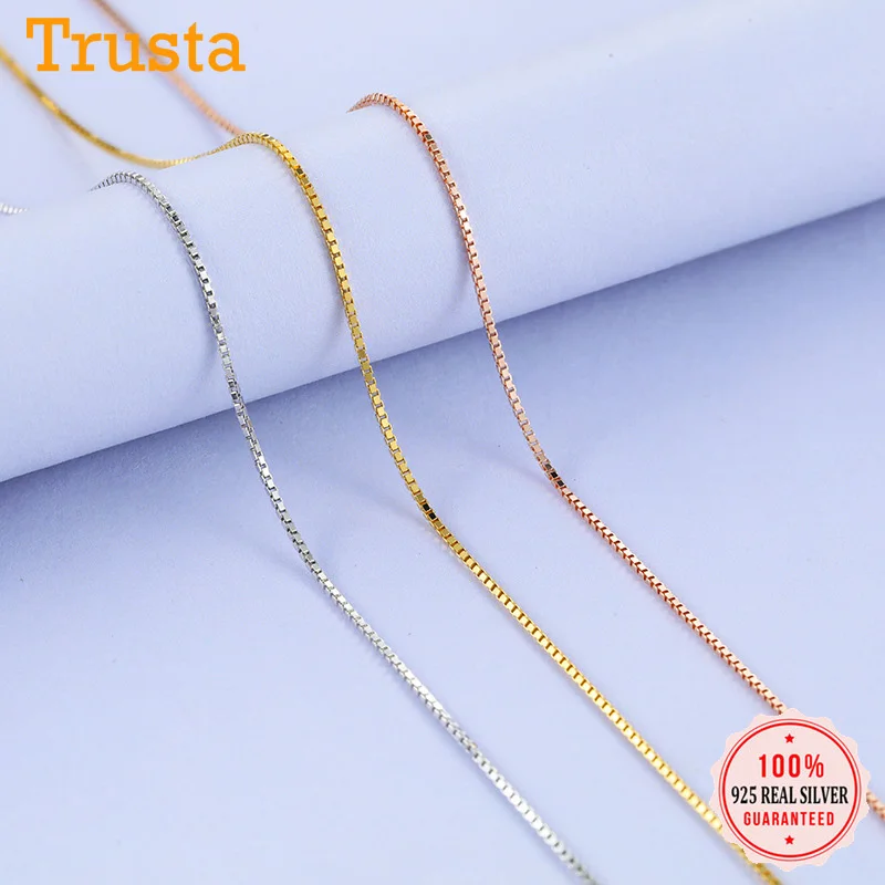 Trustdavis 925 Sterling Silver Jewelry Box Chain Collarbone Chain Short Necklace For Women Silver 925 Jewelry DC07