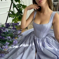 thinyfull blue formal prom dresses 2021 square collar side slit satin corset back plus size sexy evening party gown saudi arabia