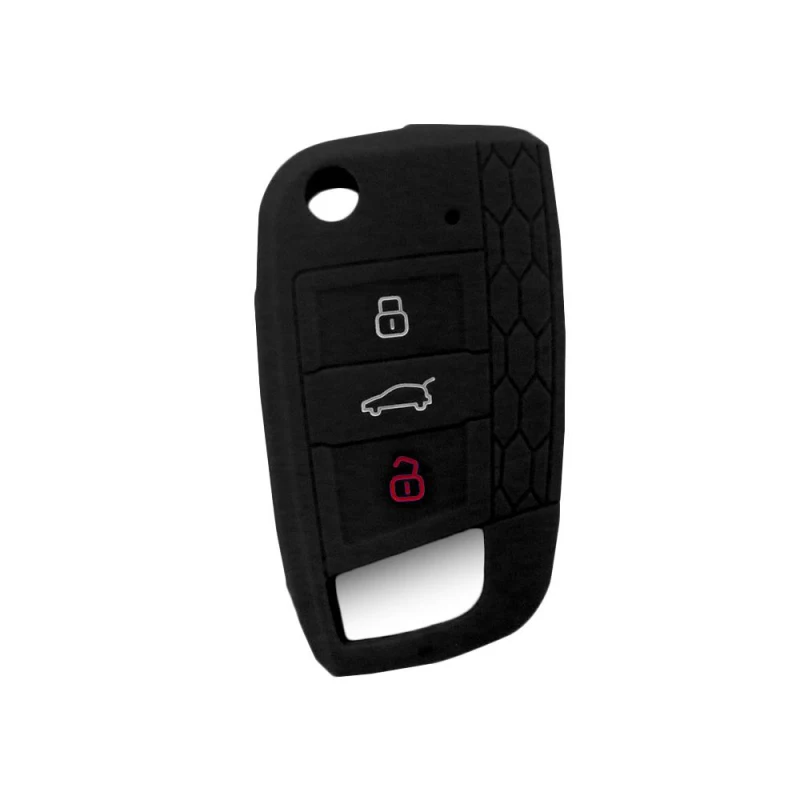 

Silicone Auto Key Case for Volkswagen VW Golf 7 mk7 Skoda Octavia A7 Two Way Car Alarm LCD Remote Controller Keychain Fob Cover