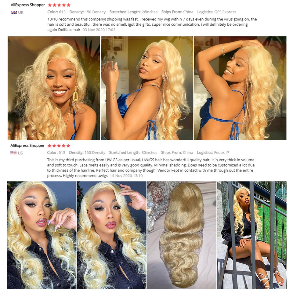 

613 Blonde Lace Frontal Wig 13x4 Lace Front Human Hair Wigs 30'' Transparent Lace Brazilian Body wave Lace Front Wig Pre Plucked