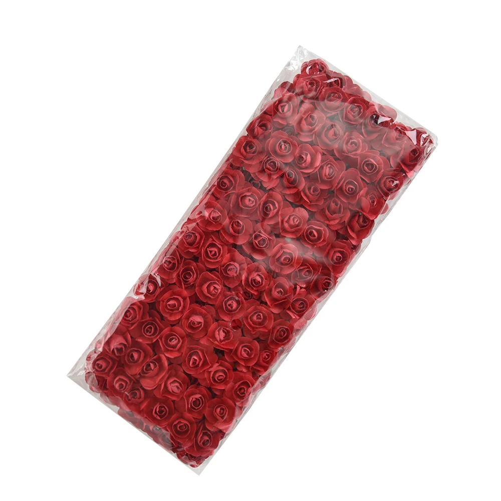 Artificial Flower Mini Cute Paper Rose Handmade For Wedding Decoration DIY Wreath Gift Scrapbooking Craft Fake 144pcs/lot | Дом и сад