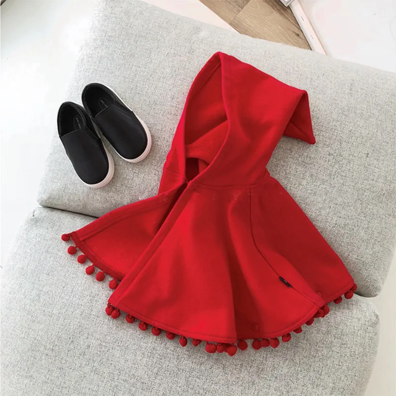 2020 Новая мода осень зима девочка ребенок красный плащ с капюшоном кардиган | Мать