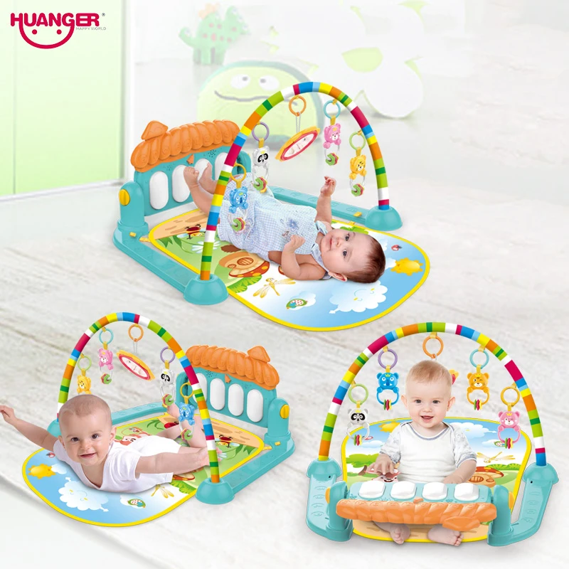 Игровой коврик Huanger детский пазл музыка с клавиатурой пианино развивающая стойка