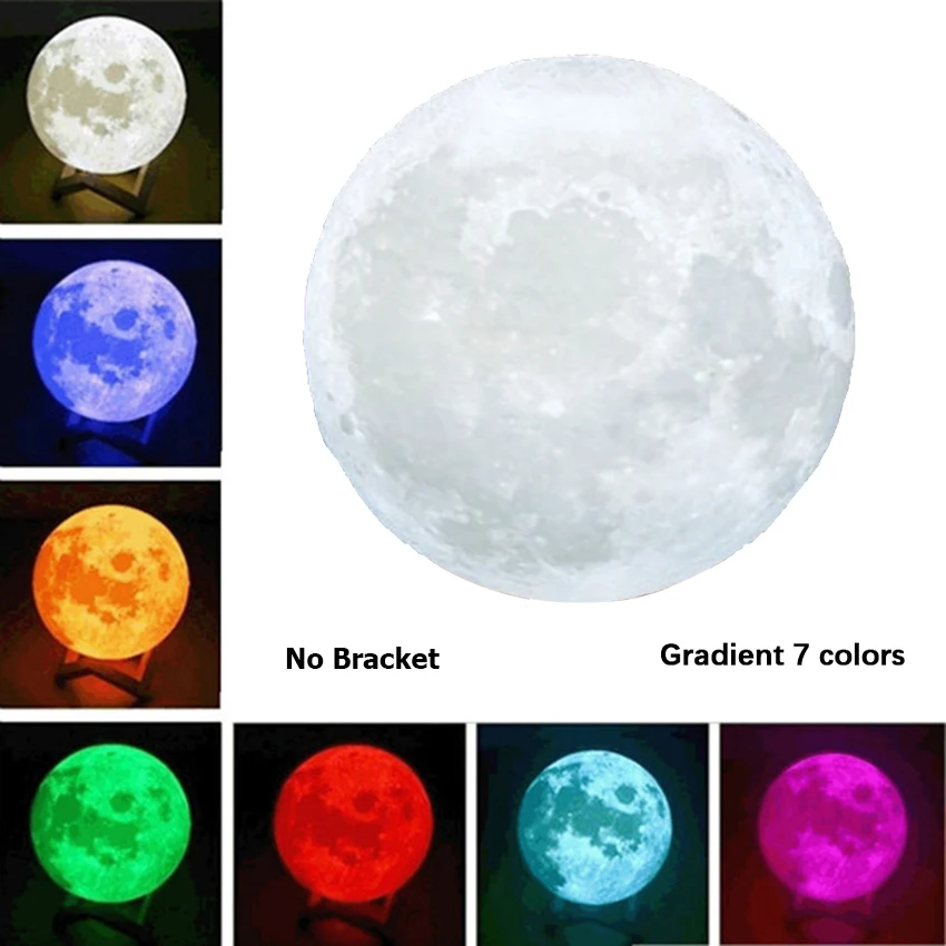 3D Printing LED Moon Lamp Night LR44 Button Battery Lunar Light 7 Color Flash Twinkle Atmosphere Children Gift | Лампы и освещение