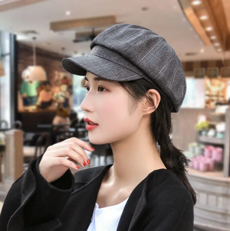 Осень зима новые модные женские Ретро британские клетчатые береты Женские