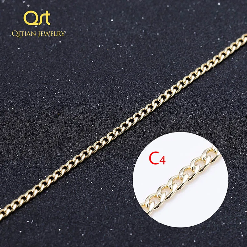 QITIAN, серебряное, золотое, сплошное ожерелье, цепочка, звено, для женщин, мужчин, колье из нержавеющей стали, мужские, Женские аксессуары, мода - Цвет: QF812-C4
