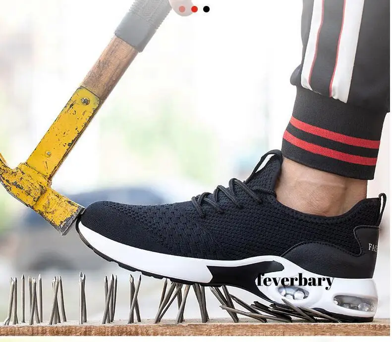 

Work Safety Shoes For Men Summer Breathable Boots Working Steel Toe Anti-Smashing Construction Safety Work Sneakers