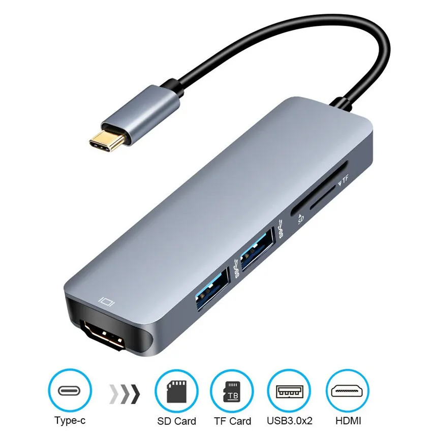 USB C концентратор type к HDMI 4K адаптер с 2 3 0 портами SD/TF кард-ридер для MacBook samsung S8/S9 huawei |