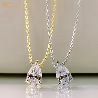 wong rain 100 925 sterling silver pear cut created moissanite gemstone anniversary simple pendant necklace daily fine jewelry