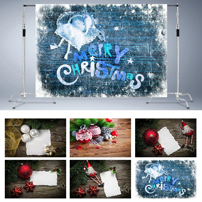 

Nitree Christmas Ice And Snow Board Wood Pine Xmas Party Banner Decoration Backdrop Photo Studio Props Photography Background