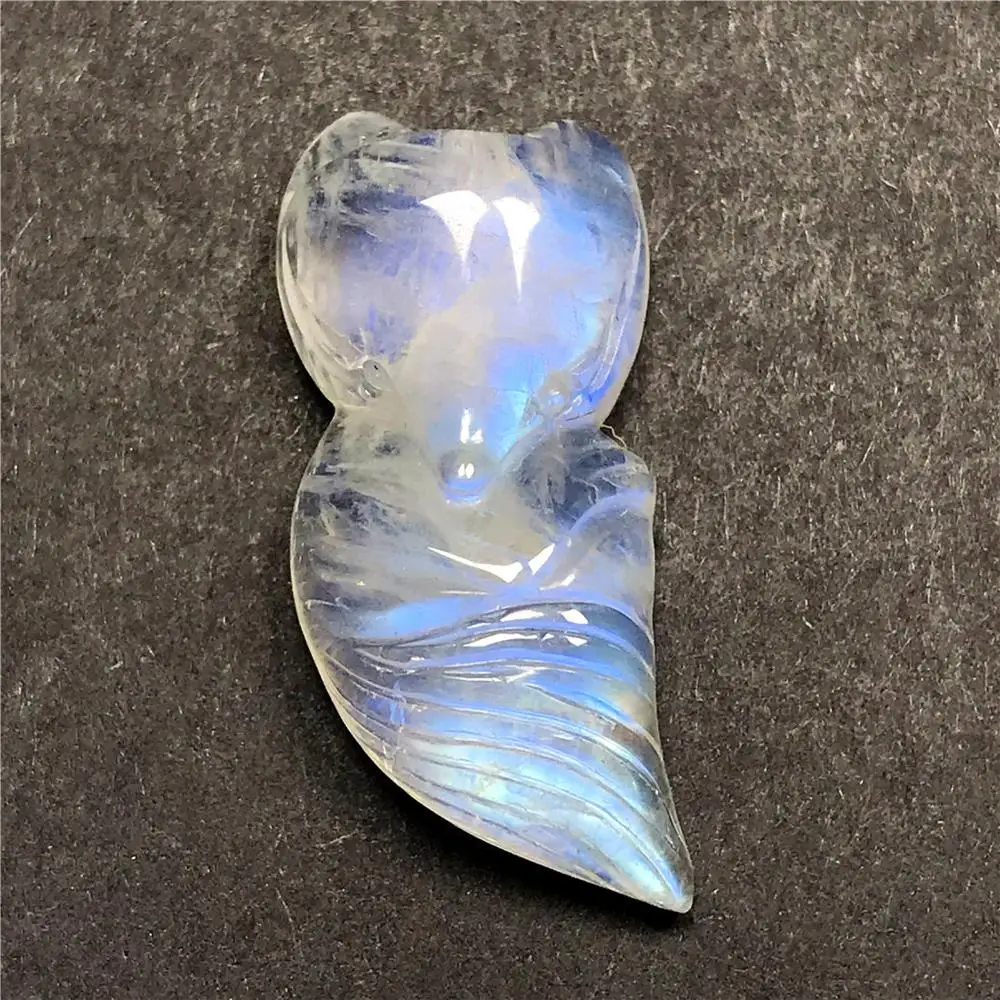 Топ естественный синий свет лунный камень лиса резной кулон для женщин леди