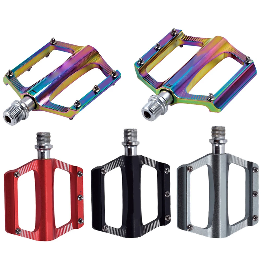 

2Pcs Bicycle Pedals Ultralight Aluminum Alloy Colorful Hollow Anti-slip Flat Bearing MTB Bike Foot Pedal Cycling Accessories