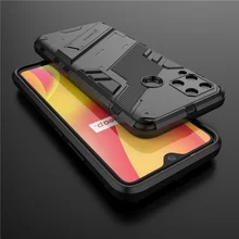 For Oppo Realme C15 Case Shockproof Silicone Bumper Holder Stand Armor Hard PC Back Cover Realme C15 C12 Phone Case Realme C15