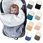 Детский спальный мешок, постельное белье для новорожденных, зимняя однотонная утепленная спальный мешок для детской коляски, вязаный теплый чехол для ног