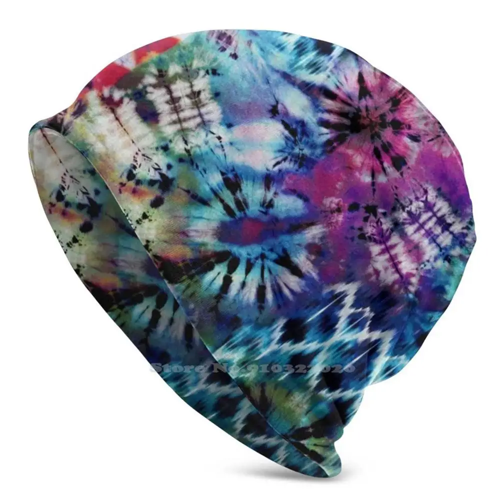 

Tye - Dye S Knit Beanie Hat Men Women Winter Diy Cap Tie Dye Abstract Shibori Blue Purple Free Forms Color Creative Geometric