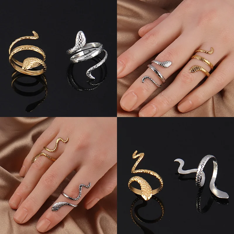 Кольцо из нержавеющей стали в стиле панк змея для мужчин и женщин мужское