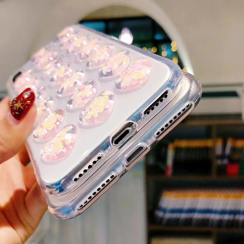 Lovebay 3D Relief Sequins Love Heart Phone Case For iPhone 11 Pro X XS XR Max 8 7 6 6s Plus 5 5s Bling Clear Soft TPU Back Cover |