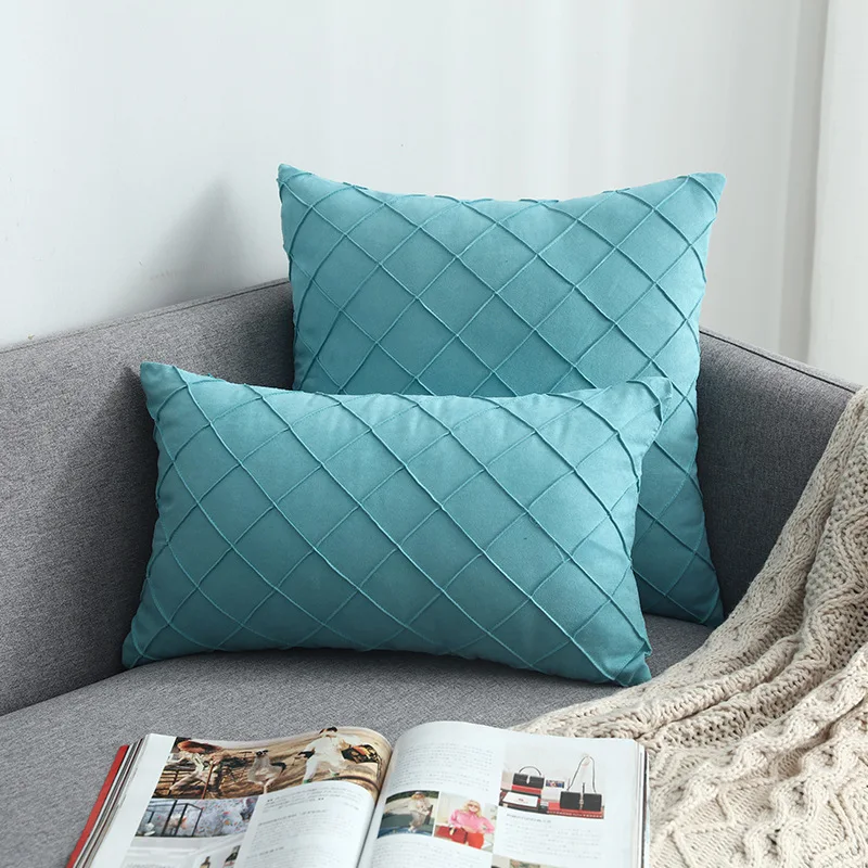 43 Modern Simple Nordic Pillow Cover Suede Checker Cushion Cover Decorative Pillows case For Seat Home Decorative Pillow Cover - Цвет: 43