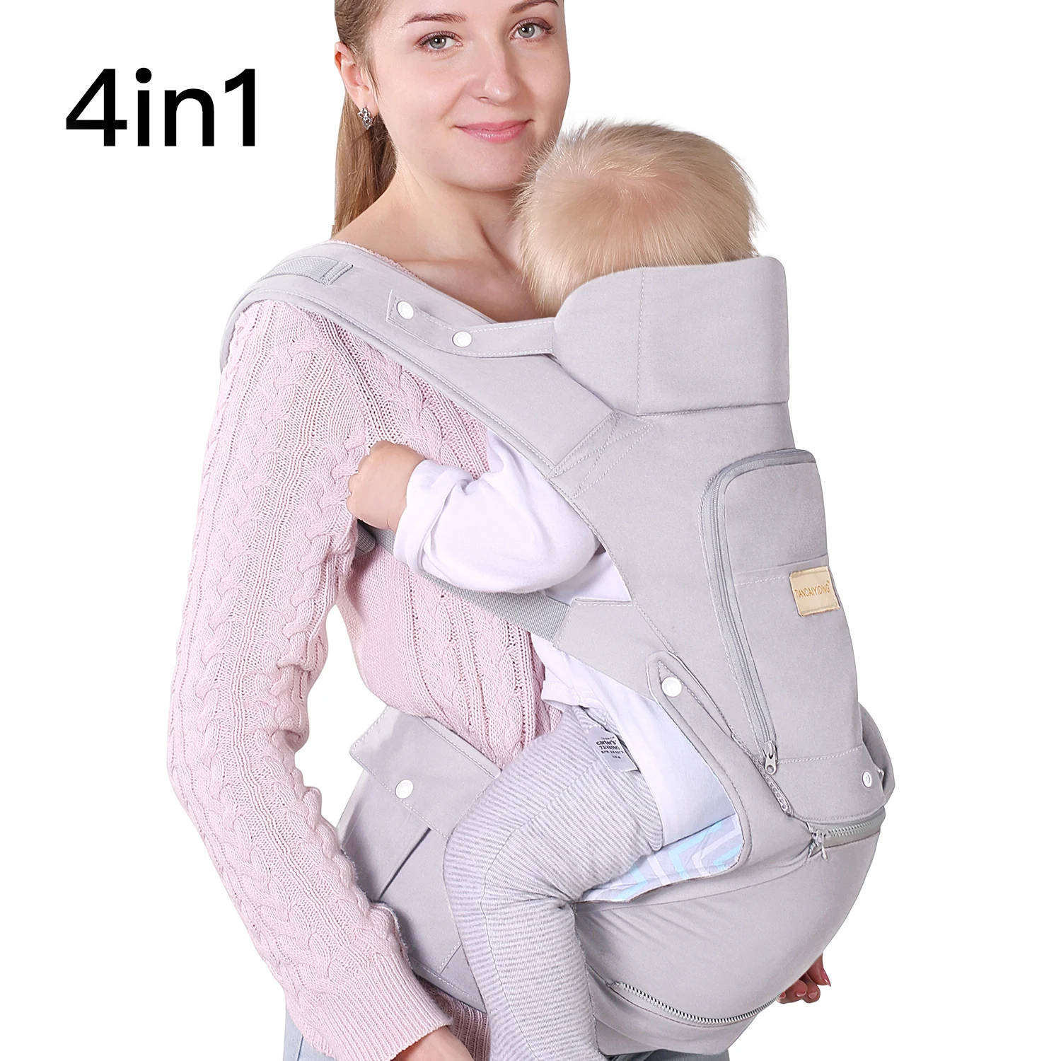 

Infant Baby Wrap Carrier With Stool - All Positions Hip Seat Ergonomic Newborn to Toddlers