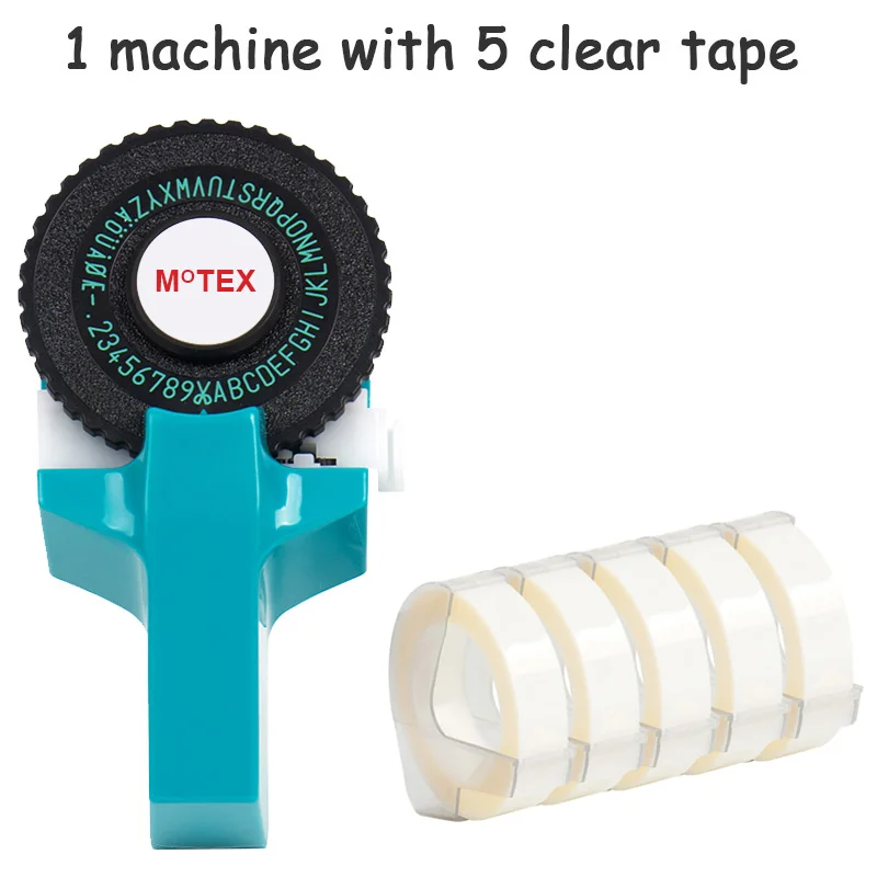 Небесно-Голубой MoTex E101 принтер мини DIY Ручная Совместимость для dymo 3D тиснение ручная лента ручная машинка надпись машина - Цвет: machine add 5 clear