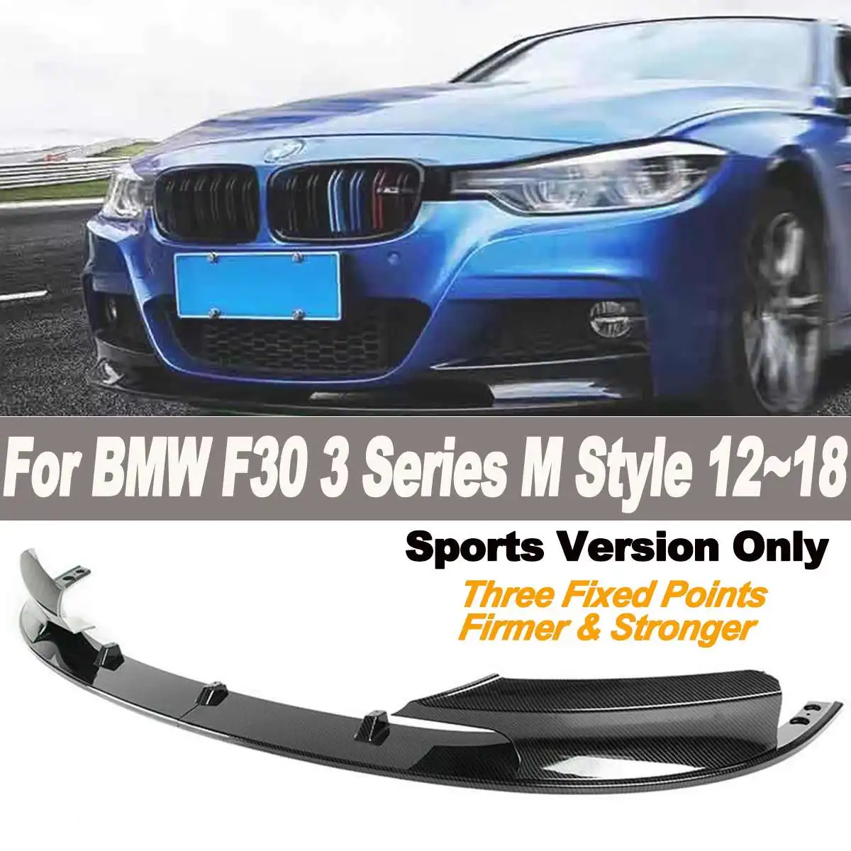 

Car Front Splitter Carbon Fiber Look Front Bumper Lip For BMW F30 3 Series M Style 2012-2018 Only for Sports Version