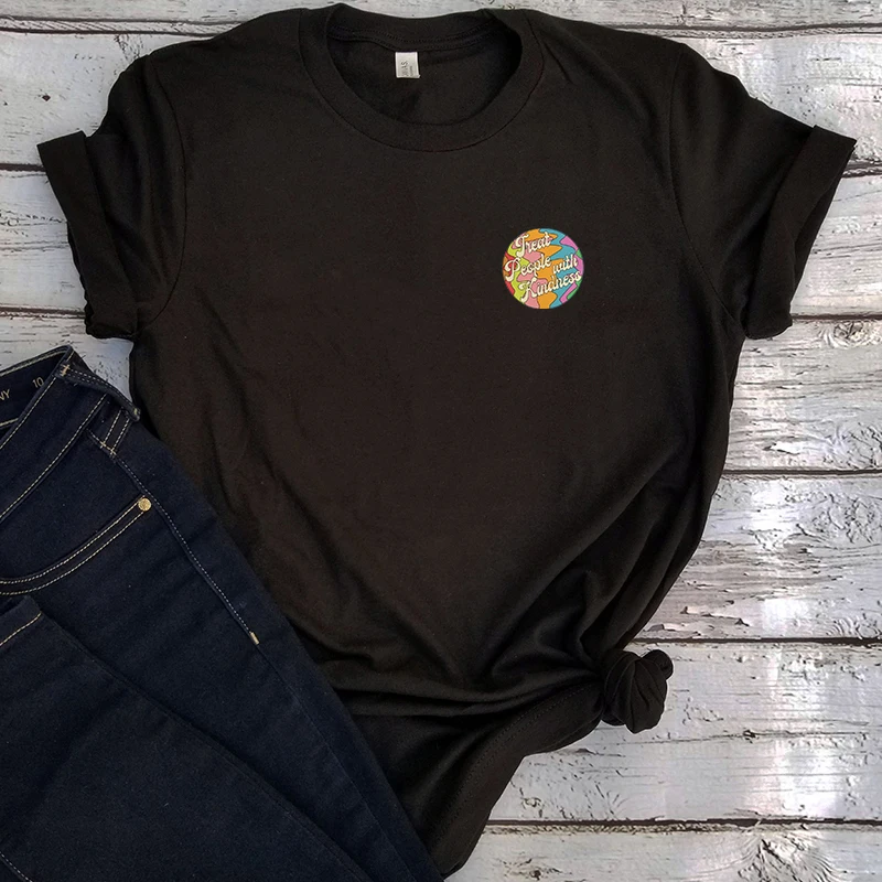 

Treat People with Kindness Shirts for Women Geometric Summer New Styles Women Sexy Tops 2021 Graphic Tee Korean