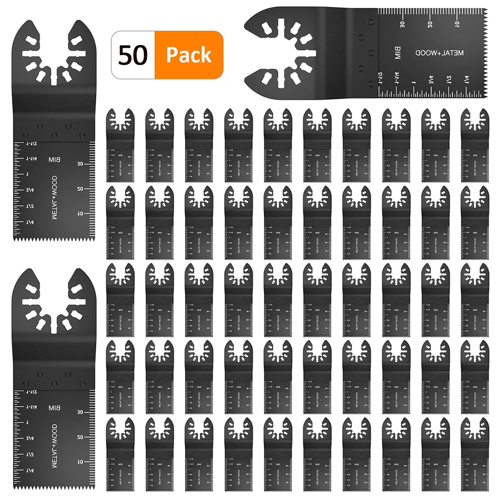 

50 Pcs Universal Saw Blade Set Oscillating Multi Tool Straight Scale Multitools Cutting Wood Saw Blades Fein Multimaster Power