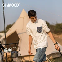 simwood 2021 summer new t shirt men 100 cotton paisley pattern pockets plus size oversize tops brand clothing tees sk170399