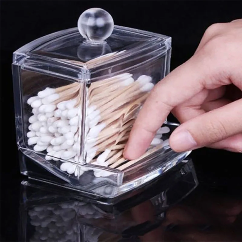 Cotton Swab Storage Box Make Up organizer Transparent Storage Case Portable Container Makeup Organizer Acrylic Container