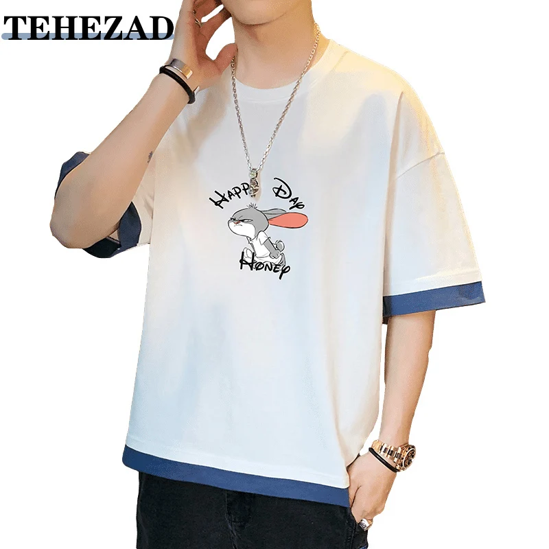 

Men's Summer Loose Men's/women's T-Shirt Casual Short-Sleeved Rabbit Print Anime T-Shirt Japanese Summer T-Shirt Top T-Shirt