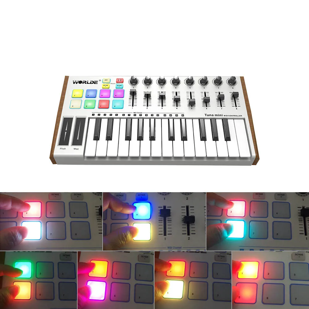 

WORLDE TUNA Mini 25 Keys MIDI Keyboard Controller USB Professional MIDI Controllers Electronic Arranger Keyboard With Cable