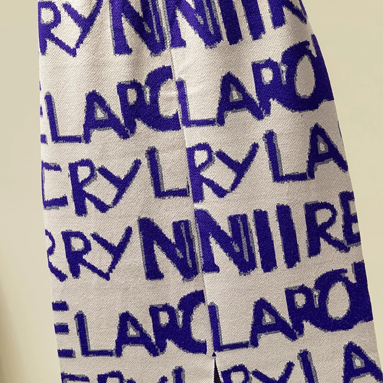 Зимние женские юбки шерстяной вязаный карандаш юбка-миди буквы алфавита сплит