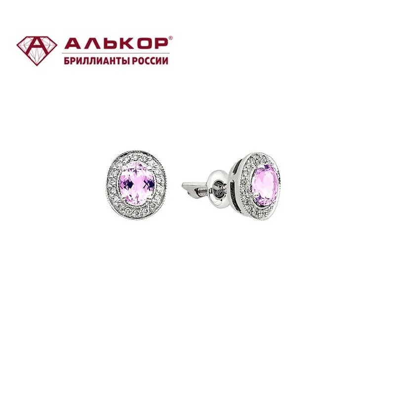 Серьги-гвоздики Алькор 02-0264/00AM-00 серебряные | Украшения и аксессуары