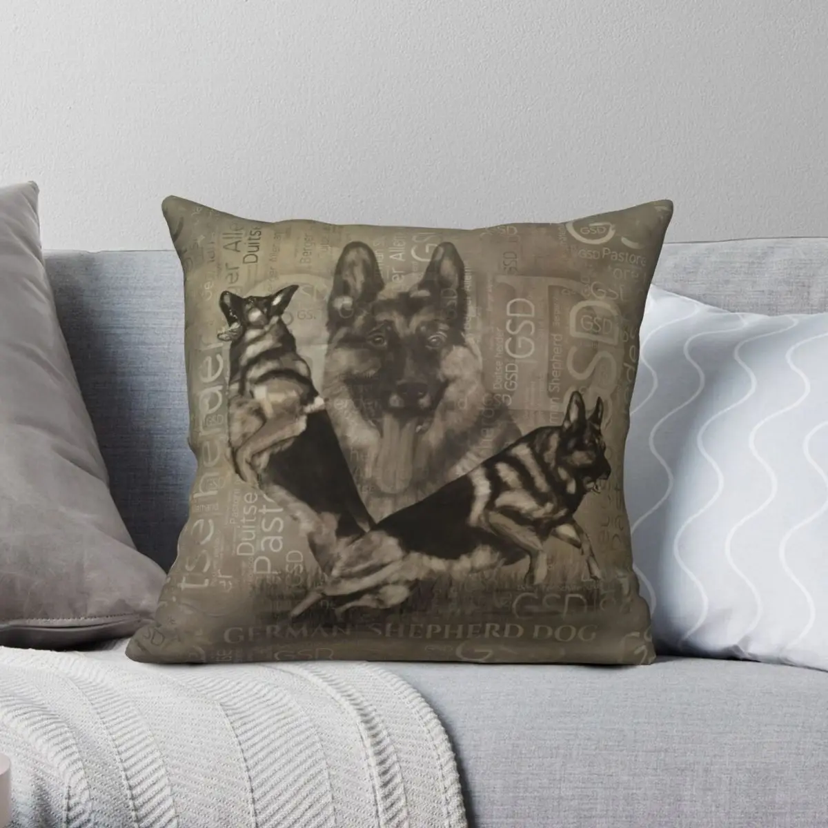 Shepherd Dog GSD Word Art Square Pillowcase Polyester Linen Velvet Creative Zip Decor Pillow Case Sofa Cushion Cover | Дом и сад