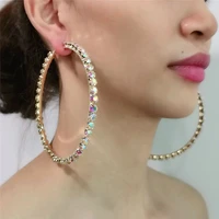 new fashion exquisite jewelry fashionable geometry single row rhinestone crystal earrings earrings earrings wholesale