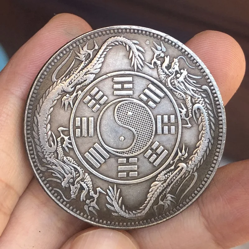 

Dragon Lucky Coin Qing Dynasty Currency Collectible Non-currency Coins Silver Plated Souvenirs and Gifts Commemorative Coin