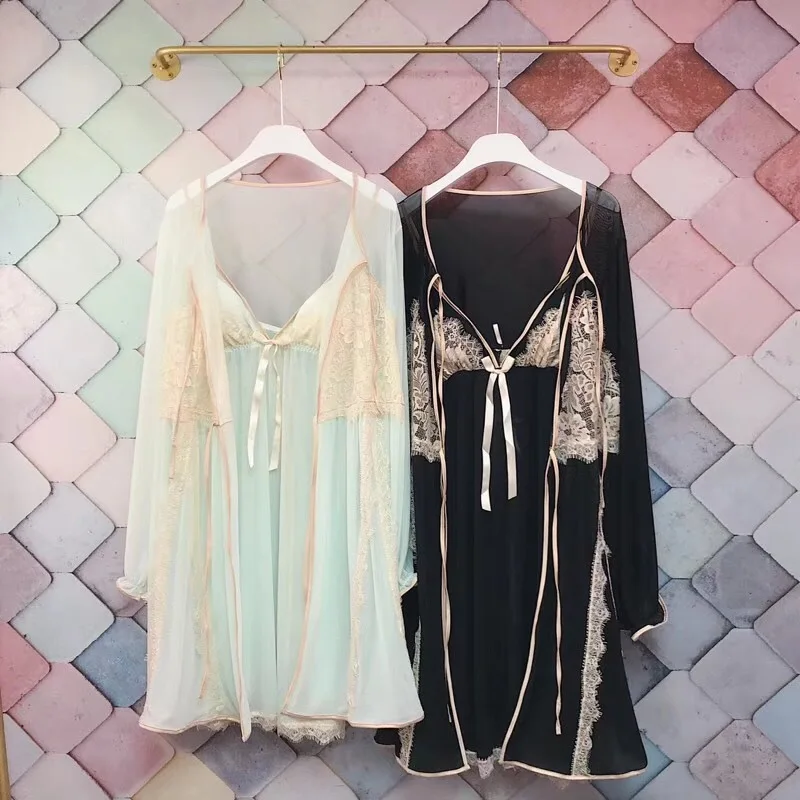 2020 летний кружевной прозрачный шифоновый комплект из двух предметов с нагрудной