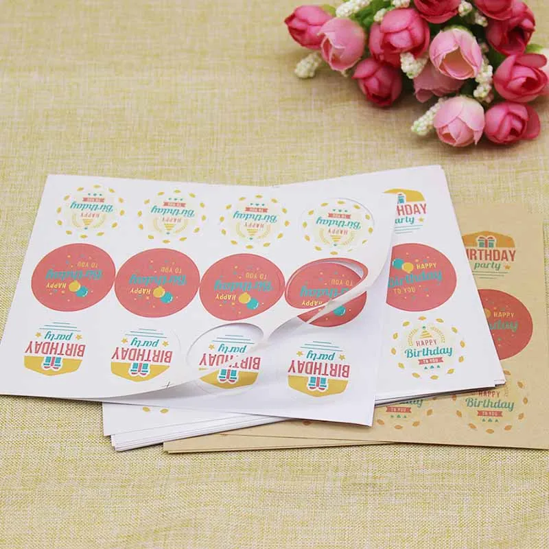 

3cm round shape vintage kraft Happy Mother's day gifts label sticker self adhesive birthday's gifts label