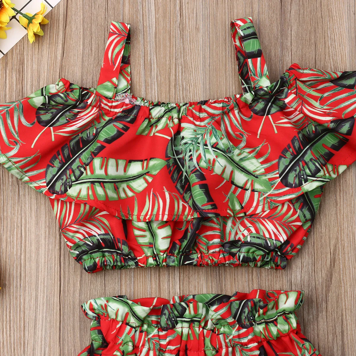 Комплект летней одежды из 2 предметов для маленьких девочек футболка без рукавов