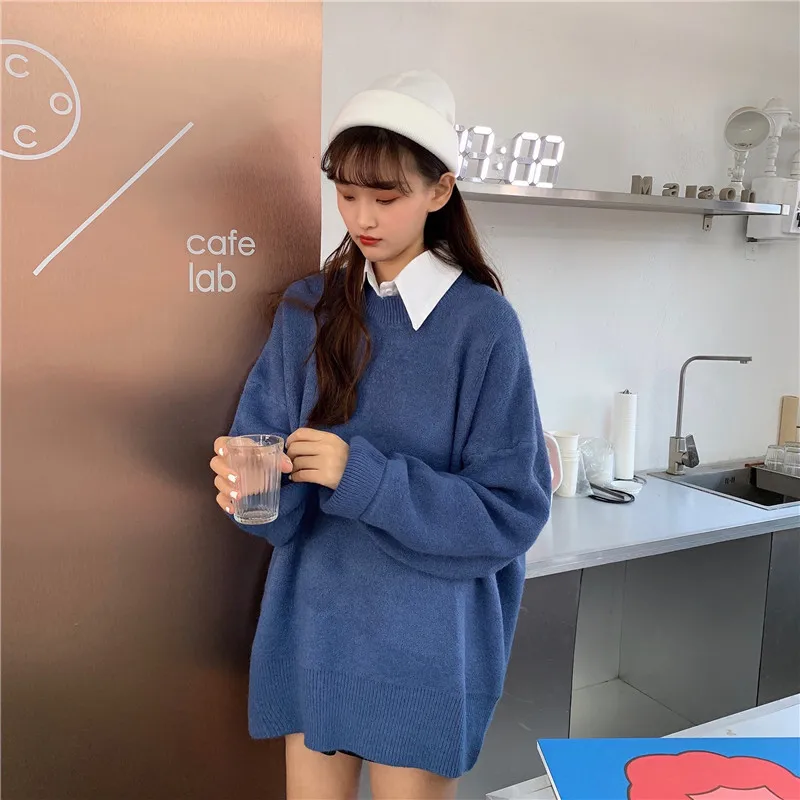 Женский свитер Корейская зимняя одежда 2019 размера плюс пуловер вязаный женский