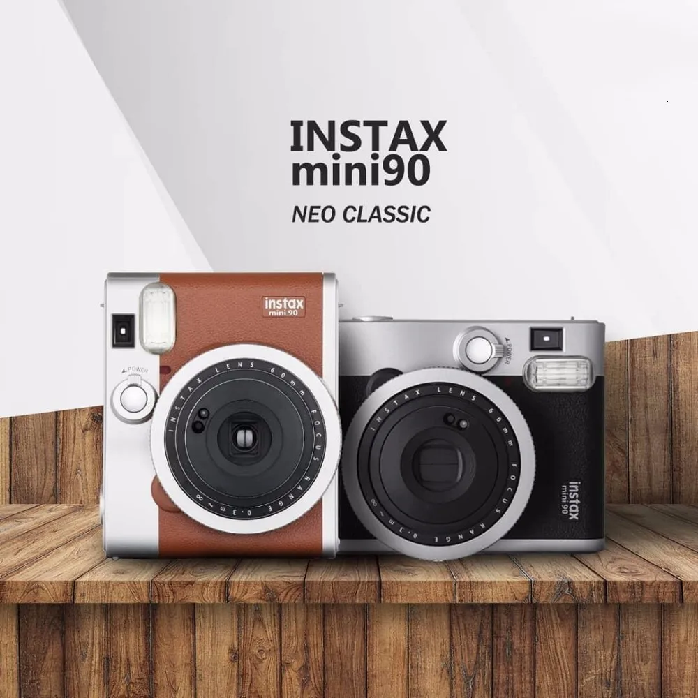 Оригинальная фотокамера Fujifilm Instax Mini 90, лидер продаж, Новое мгновенное фото, 2 цвета, черный, коричневый