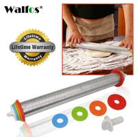 walfos 1 pcs 44cm adjustable length fondant roller pin roller pin cake dough roller pin stainless steel bakeware tools
