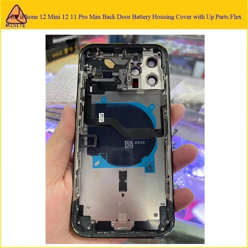

1Pc with Up Small Parts Back Battery Door Cover Assembly Flex For iPhone 12 Pro/12 Pro Max Rear Housing Metal Frame Body Chassis