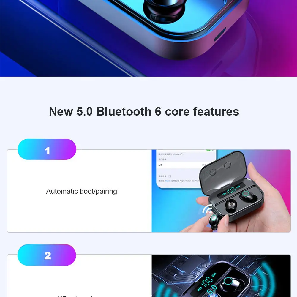 CBAOOO TWS 5,0, Bluetooth наушники, гарнитура, мощный светодиодный дисплей, беспроводные наушники, IPX7, водонепроницаемые спортивные наушники, стерео, бас, наушник